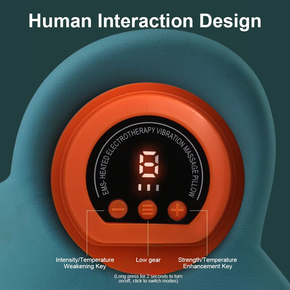 Shiatsu Neck Massager Pillow Constant Temperature Heat Vibration EMS Low Frequency Pulse Massage for Car Office/Home