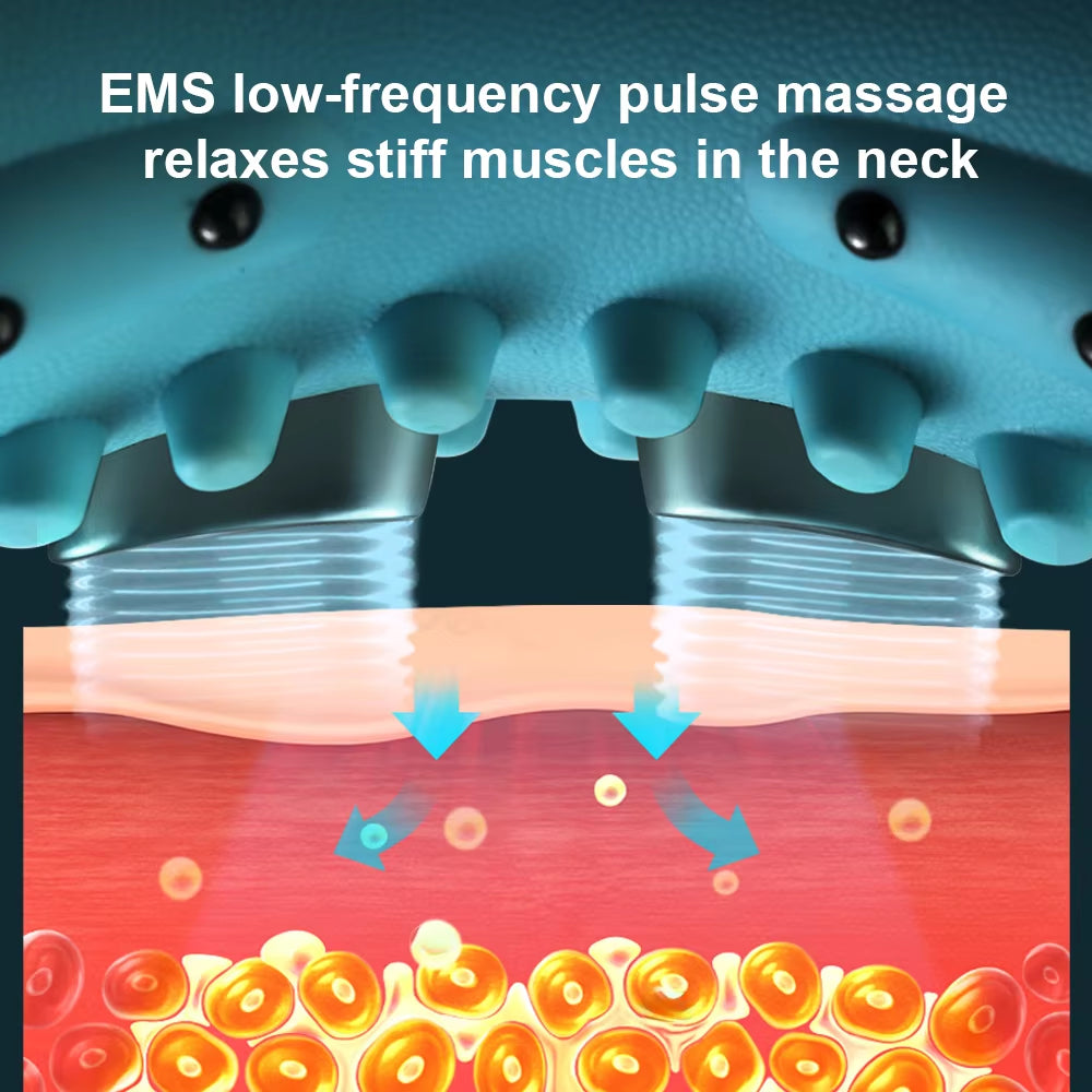 Shiatsu Neck Massager Pillow Constant Temperature Heat Vibration EMS Low Frequency Pulse Massage for Car Office/Home