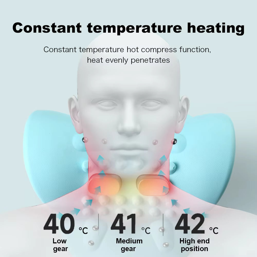 Shiatsu Neck Massager Pillow Constant Temperature Heat Vibration EMS Low Frequency Pulse Massage for Car Office/Home